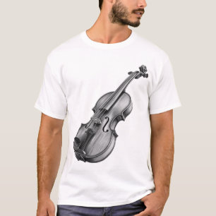 T-shirt Dessin de violon croquis noir et blanc