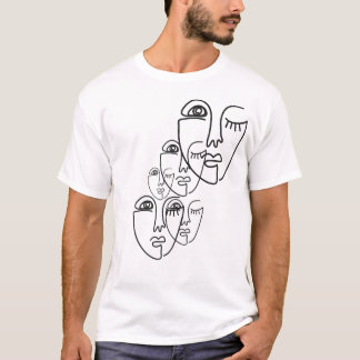 T-shirt Dessin de visage abstrait en une ligne