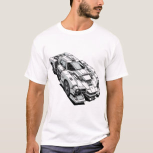 T-shirt Dessin d'encre Cyberpunk de voiture futuriste