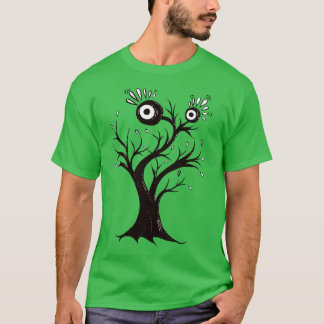 T-shirt Dessin d'encre étrange de Monstre d'arbre