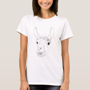 T-shirt Dessin d'encre noire Llama Face