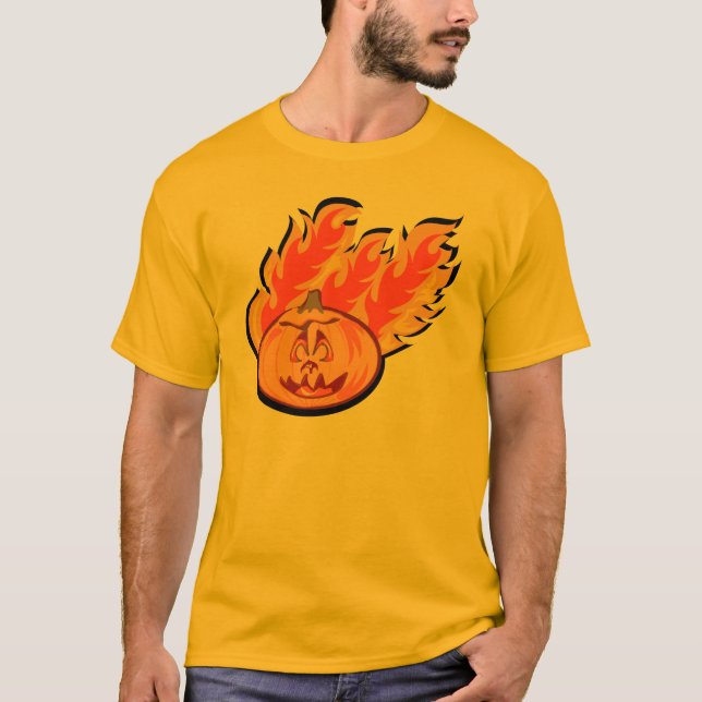 T-shirt Dessin d'Halloween amusant Citrouille de flamme ar (Devant)