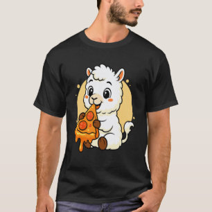 T-shirt Dessin drôle de lama mangeant une pizza pour garço