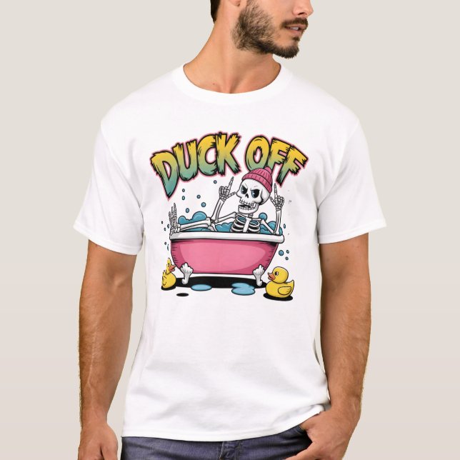 T-shirt Dessin drôle de squelette - Canard dégage - 61161 (Devant)