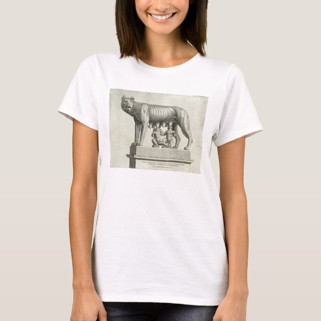 T-shirt Dessin du bronze étrusque de la si-loup-elle (Devant)