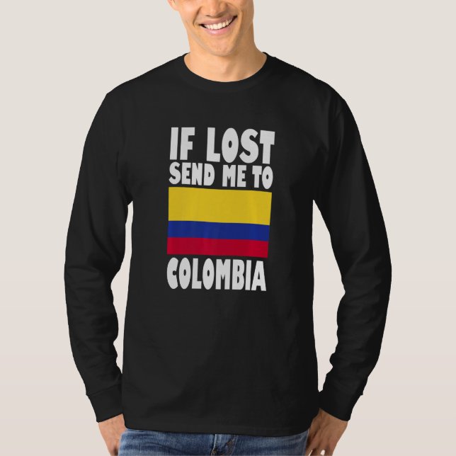 T-shirt Dessin du drapeau de Colombie  Si perdu envoyez-mo (Devant)