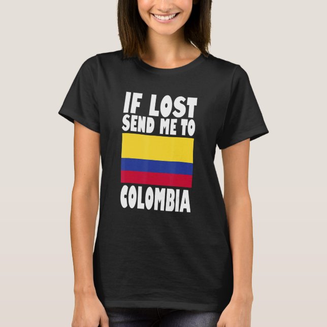 T-shirt Dessin du drapeau de Colombie  Si perdu envoyez-mo (Devant)