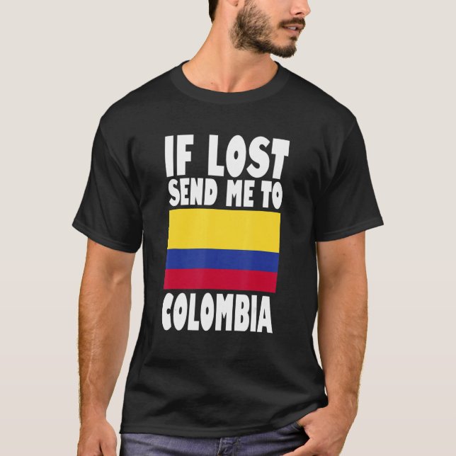 T-shirt Dessin du drapeau de Colombie  Si perdu envoyez-mo (Devant)