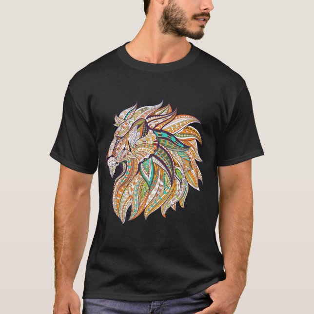 T-shirt Dessin du lion coloré vibrant (Devant)