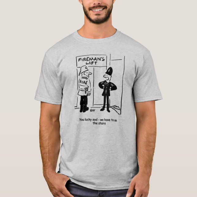 T-shirt Dessin du policier et du pompier (Devant)