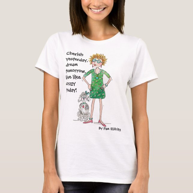 T-shirt Dessin d'une jeune femme assurée avec des conseils (Devant)