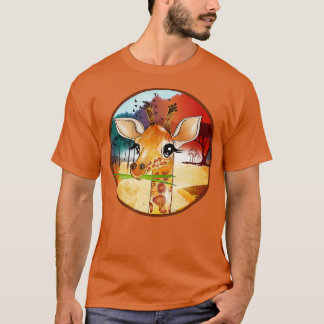 T-shirt Dessin d'une jolie girafe dans la Savannah