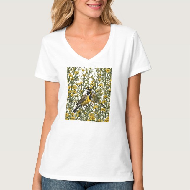 T-shirt Dessin D'Une Meadowlark Occidentale 2 (Devant)
