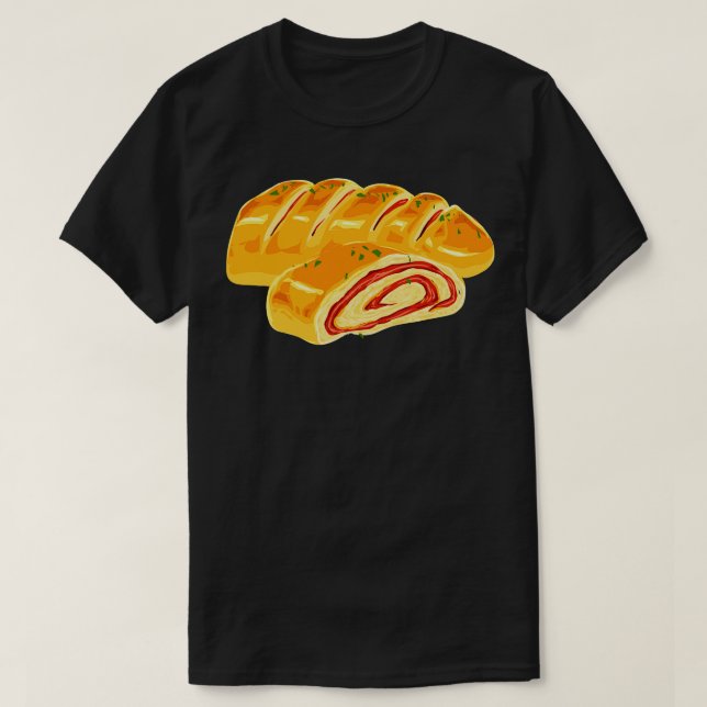 T-shirt Dessin d'une pizza Stromboli (Design devant)