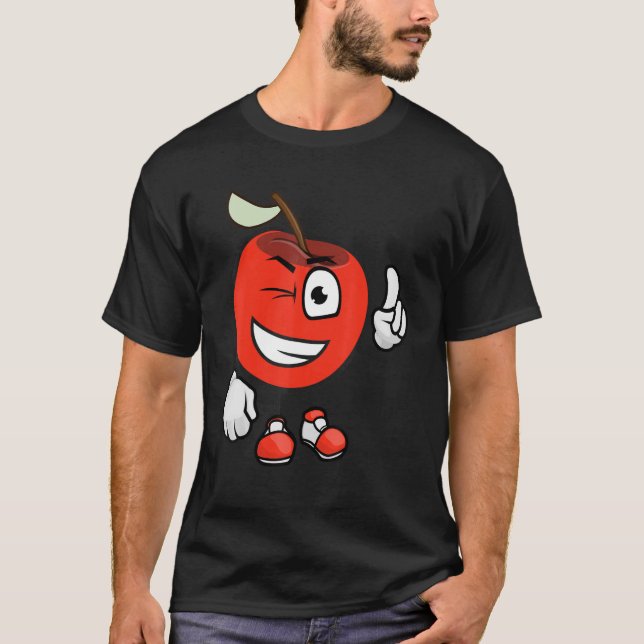 T-shirt Dessin D'Une Pomme Heureuse 1 (Devant)