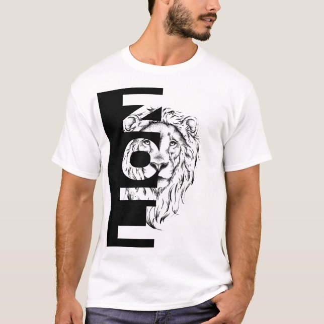 T-shirt Dessin d'une tête de lion (Devant)