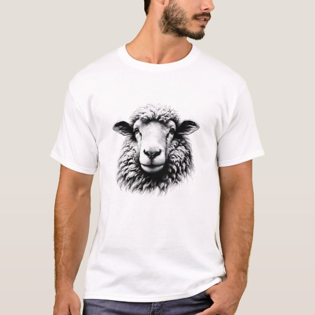 T-shirt Dessin d'une tête de mouton (Devant)