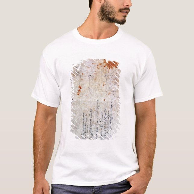 T-shirt Dessin d'une urne et d'une figure avec des notes (Devant)