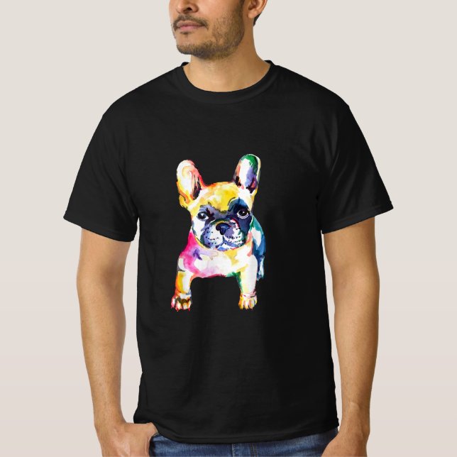 T-shirt Dessin Français Bulldog original aquarelle (Devant)