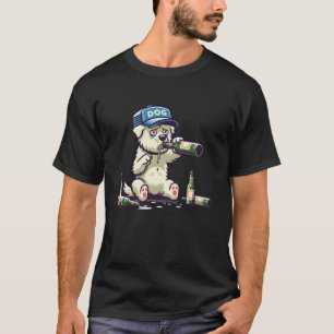 T-shirt Dessin humoristique Chien Boire Bière Design T Shi