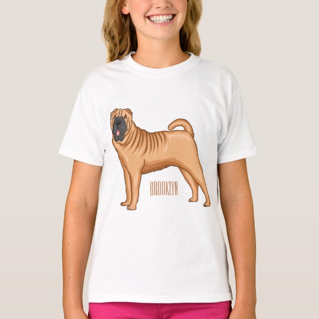 T-shirt dessin humoristique chinois de chien Shar-Pei (Devant)