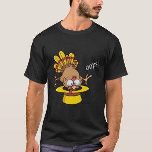 T-shirt Dessin humoristique d'un dindon sortant d'un chape