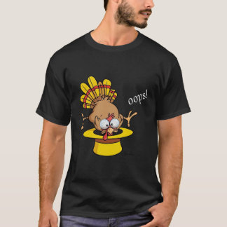 T-shirt Dessin humoristique d'un dindon sortant d'un chape