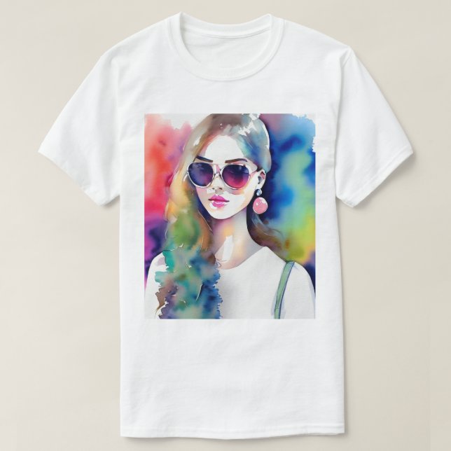 T-shirt Dessin Illustration fille, Fashion Girl, femme (Design devant)