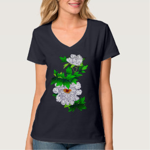 T-shirt Dessin japonais de la grande pivoine blanche