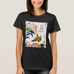 T-shirt Dessin japonais vintage, Peonies et Bruant
