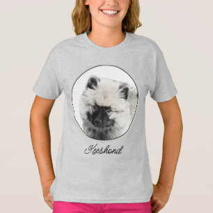 T-shirt Dessin Keeshond Chiot - Joli dessin original Chien