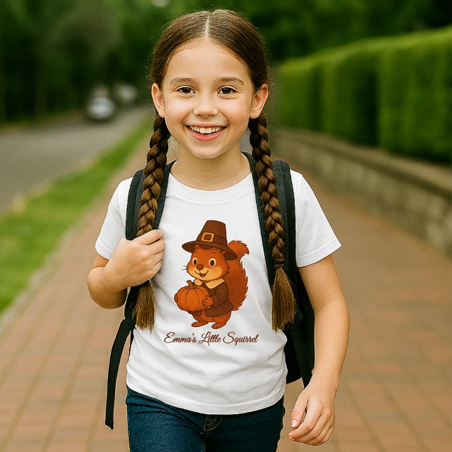 T-shirt dessin mignon de l'écureuil d'Action de grâces Cit (Créateur téléchargé)