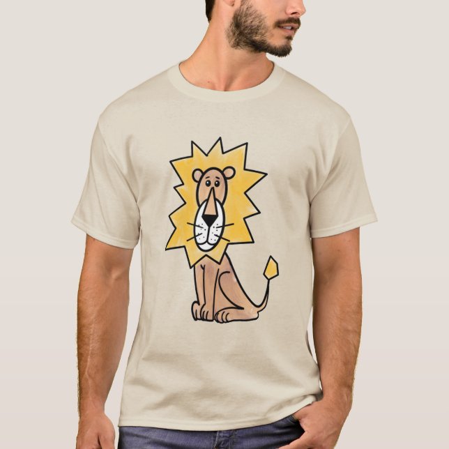 T-shirt dessin mignon lion enfants retro safari jungle ani (Devant)