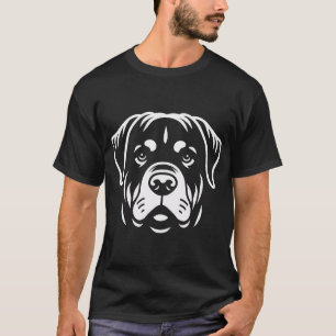 T-shirt Dessin minimaliste de visage de Rottweiler � Ligne