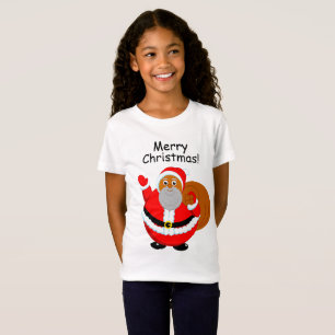 T-Shirt Dessin moderne amusant d'un joyeux Père Noël noir,