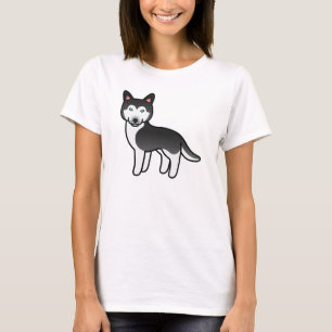 T-shirt Dessin noir et blanc Chien sibérien Husky