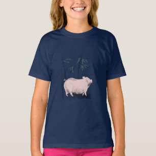 T-shirt Dessin original Cochon et Bambou Chemise fille