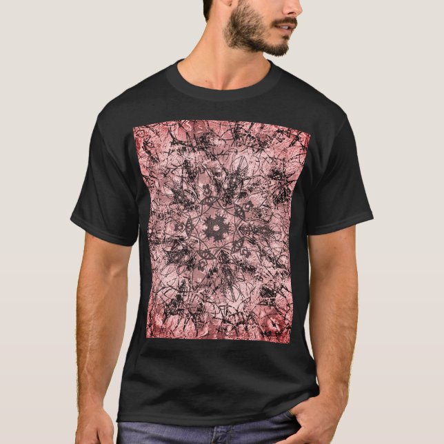 T-shirt Dessin ornemental de mandala à texture de rose dor (Devant)