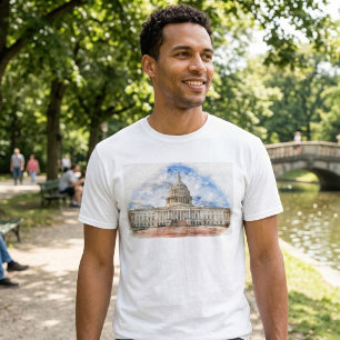 T-shirt Dessin pastel du Capitole des États-Unis Washingto