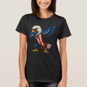 T-shirt Dessin patriotique Dabbing Bald Eagle 4 juillet