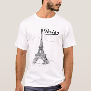 T-shirt Dessin Tour Eiffel, Dossier Paris, texte,