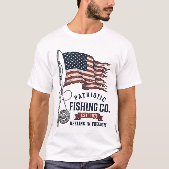 T-shirt Dessin vectoriel de drapeau de pêche patriotique v (Devant)
