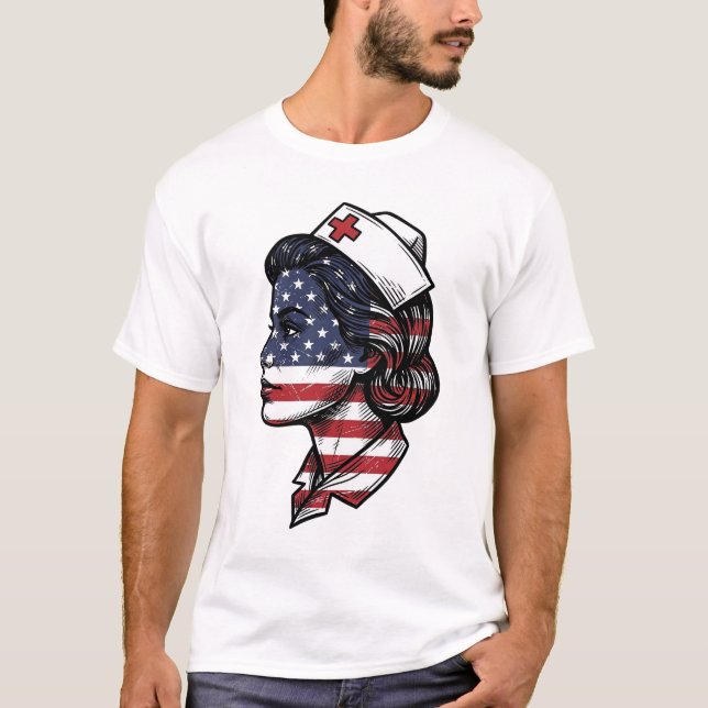 T-shirt Dessin vectoriel de profil d'infirmière avec drape (Devant)