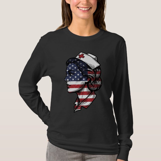T-shirt Dessin vectoriel de profil d'infirmière avec drape (Devant)