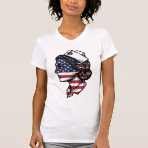 T-shirt Dessin vectoriel de profil d'infirmière avec drape