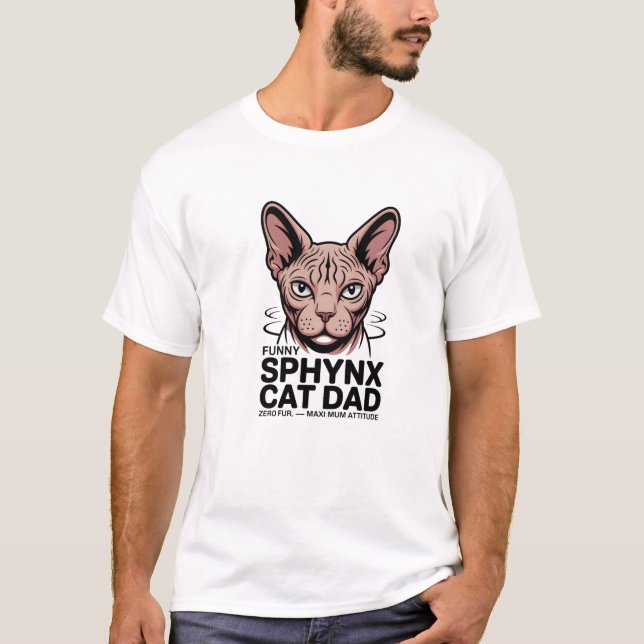 T-shirt Dessin vectoriel drôle de papa chat Sphynx (Devant)