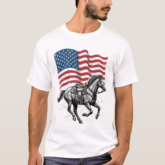 T-shirt Dessin vectoriel occidental de drapeau de cheval p (Devant)