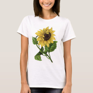 T-shirt Dessin vintage de tournesol en céramique