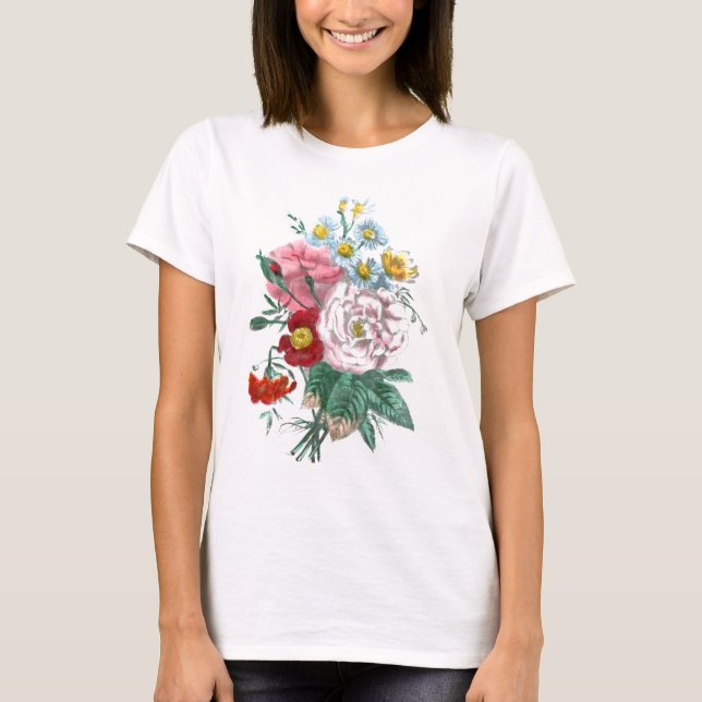 T-shirt Dessin vintage : Roses du Bengale (Devant)