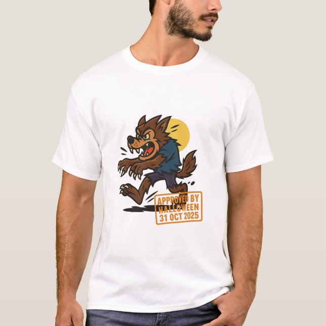 T-shirt Dessin Werewolf - Approuvé par Halloween (Devant)